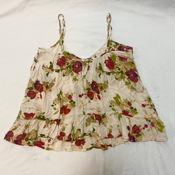 Volcom Floral Flower Flowy Ruffle Tank Spaghetti Straps Spring Summer - Picture 3 of 5